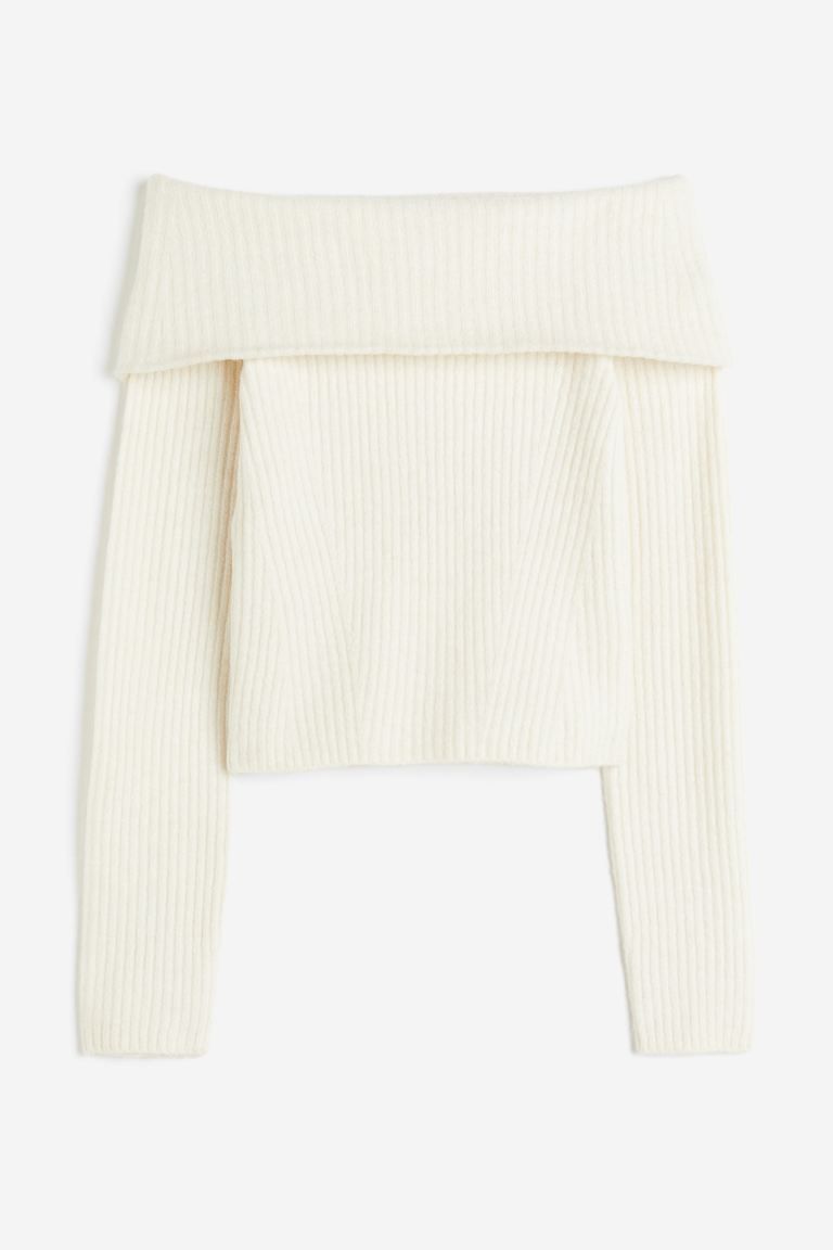 Off-the-shoulder Sweater - Cream - Ladies | H&M US | H&M (US)