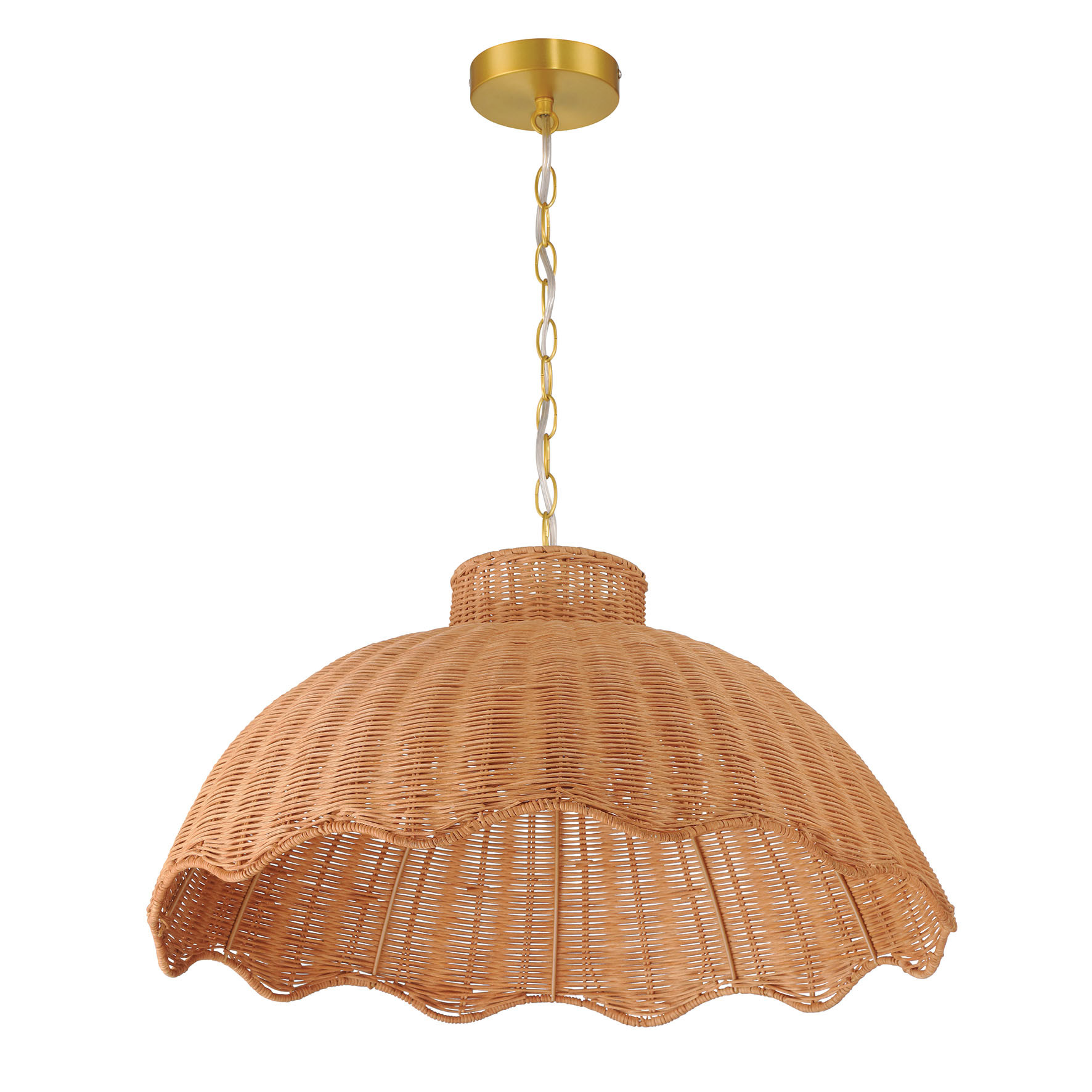 Creative Co-Op 60-Watt Large Scalloped Rattan Pendant Lighting, Natural - Walmart.com | Walmart (US)