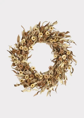 Autumn Beige and Brown Artificial Millet Fall Wreath - 24" | Afloral