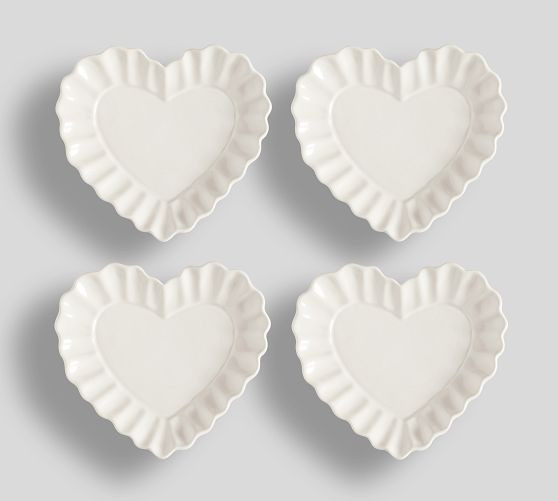 Heirloom Scalloped Heart Stoneware Appetizer Plates - Set of 4 | Pottery Barn (US)