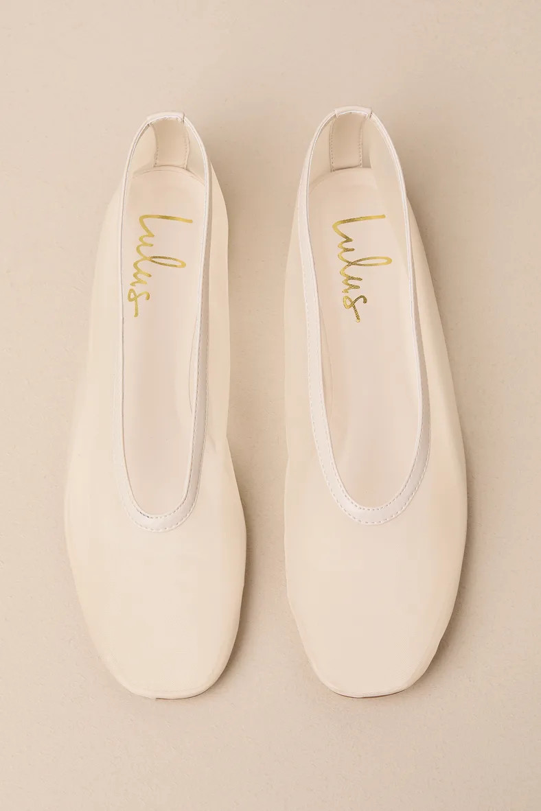 Aldan Beige Sheer Mesh Ballet Flats | Lulus