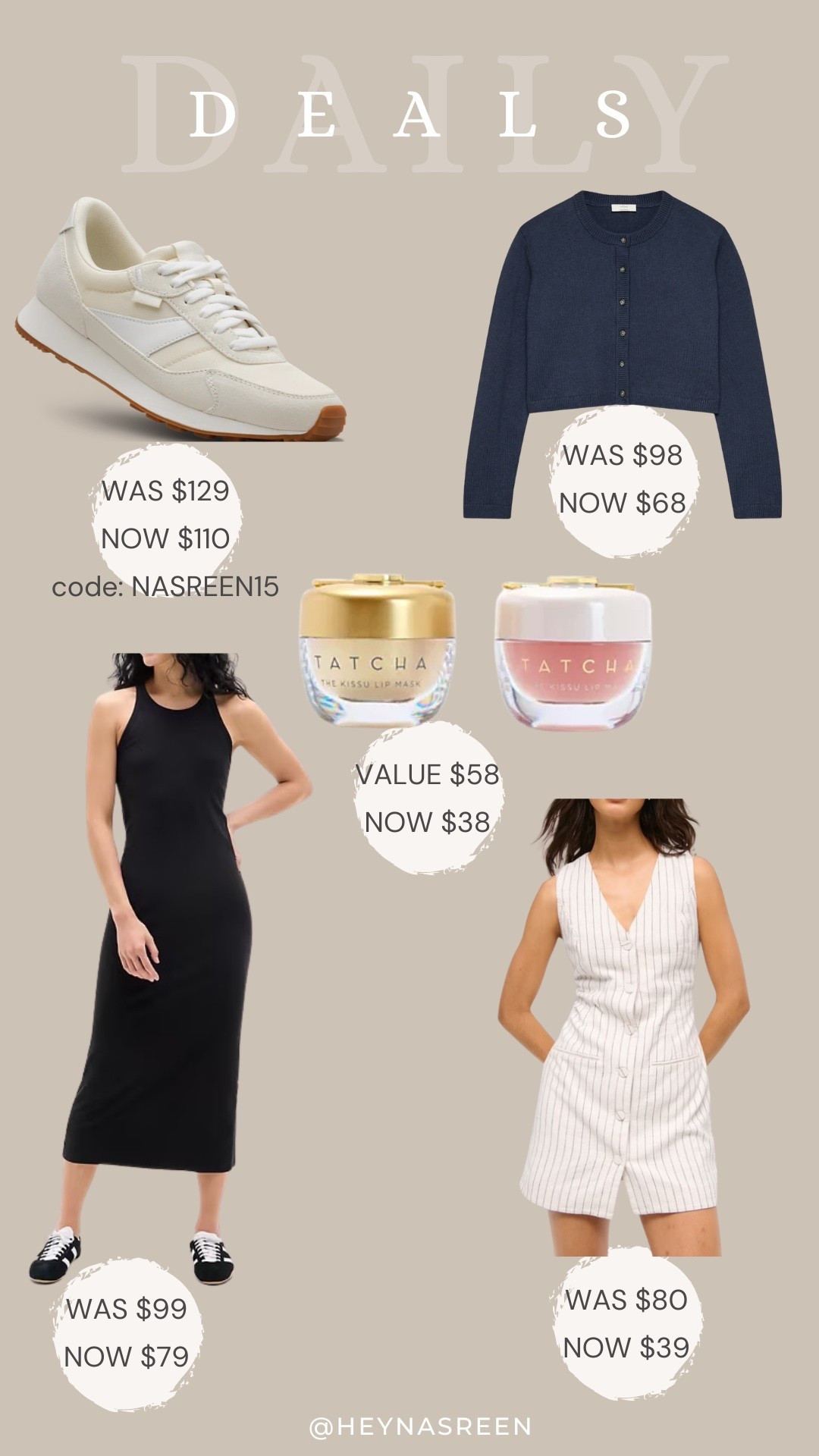 Daily deals on Kizik sneakers, Aritzia cardigan, Abercrombie dress, Tatcha lip mask duo. Athleta dress