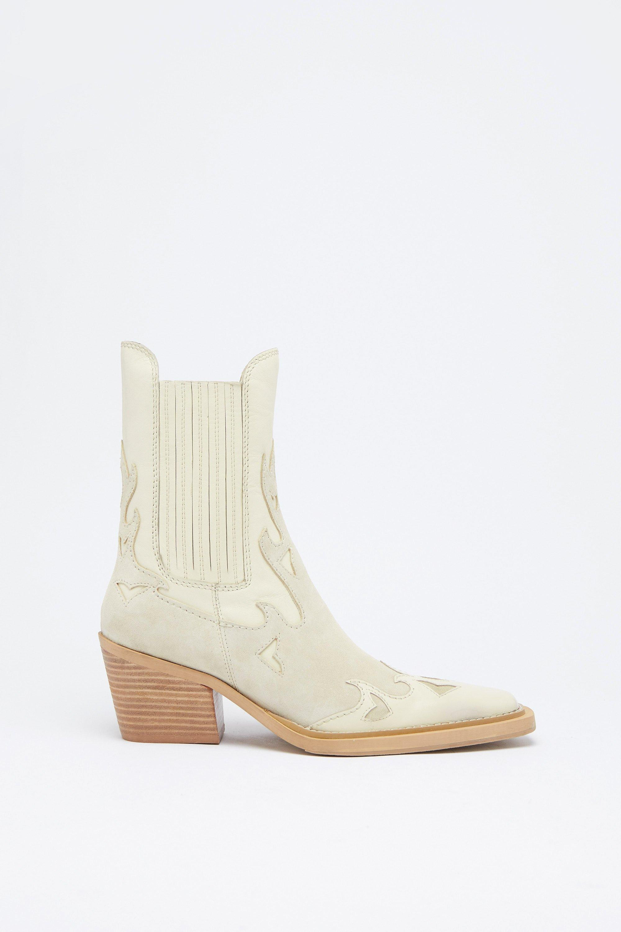 Suede Contrast Ankle Western Boot | Warehouse UK & IE
