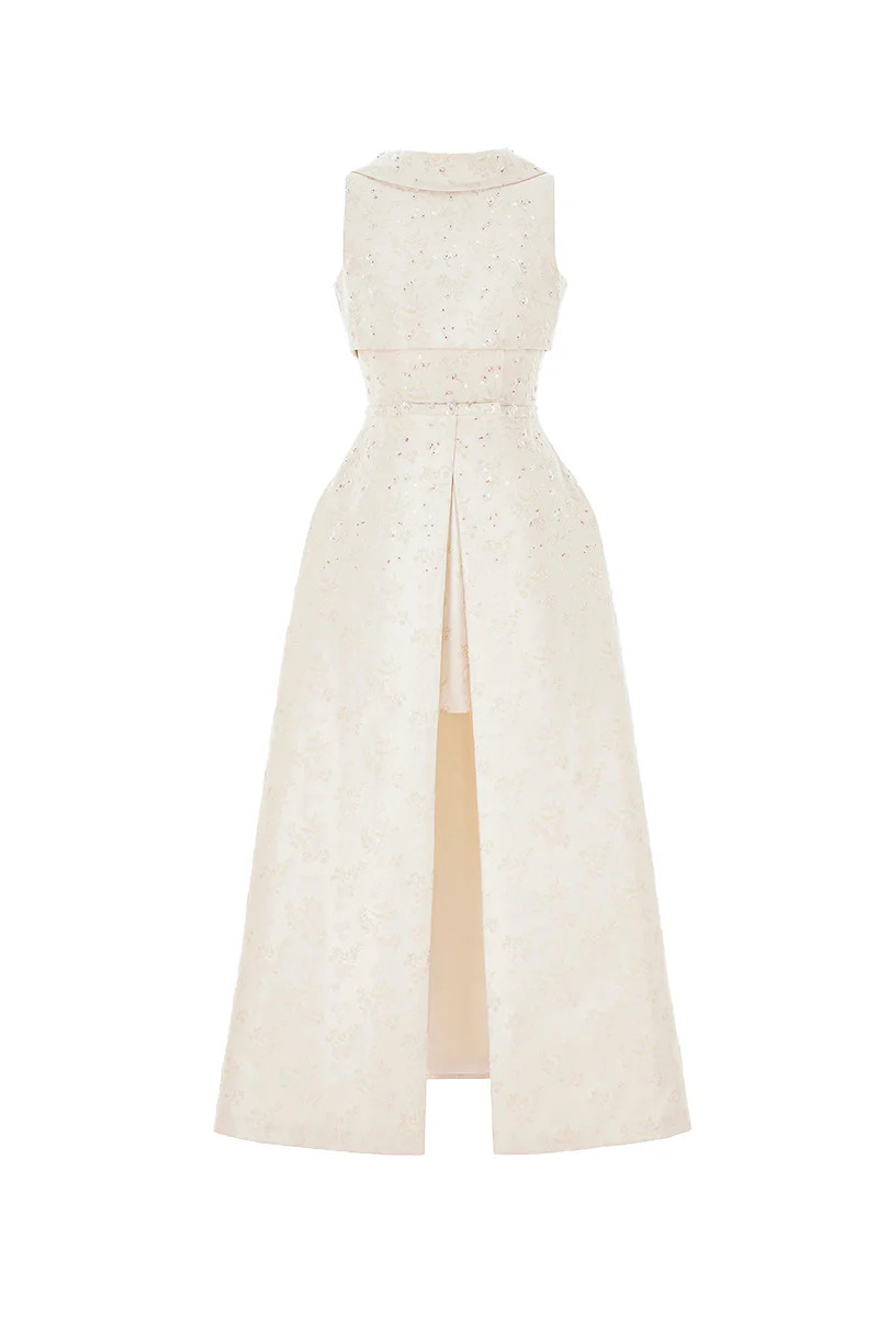 BEADED BROCADE COWL NECK LONG | Montsand | CULT MIA | CULT MIA UK LTD