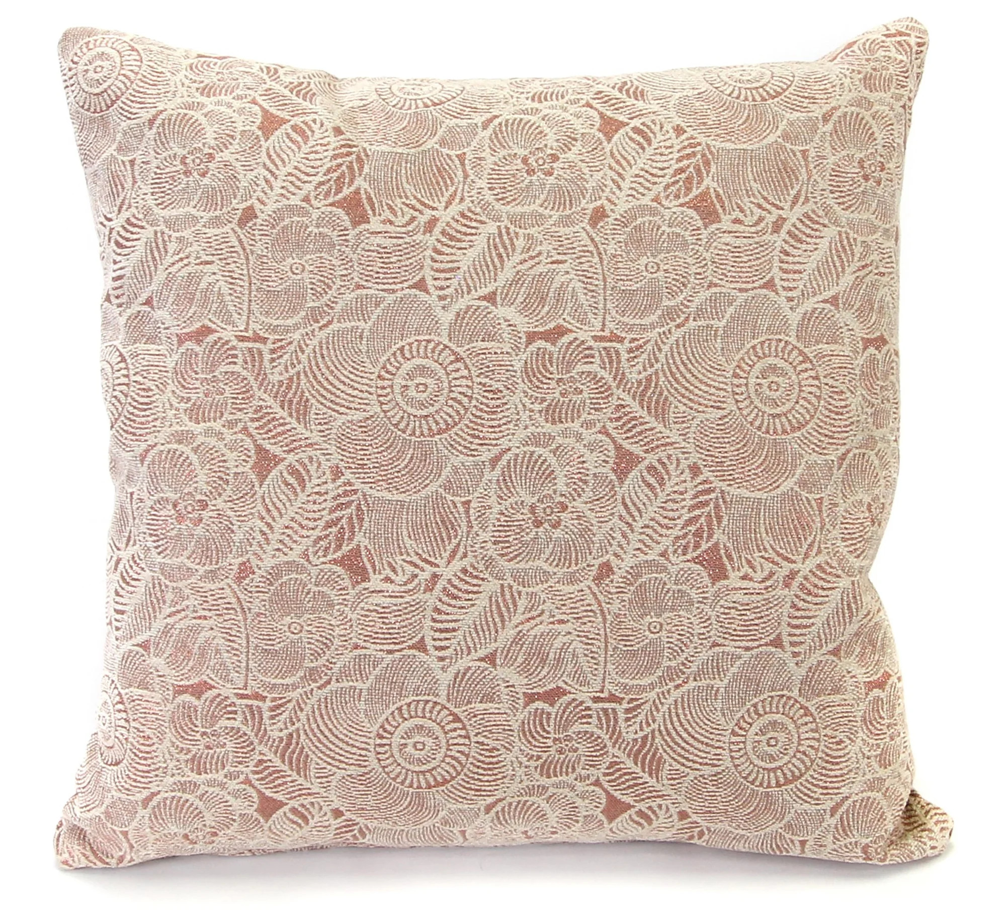 Jordan Manufacturing 20" x 20" Tan and Rose Gold Floral Square Decorative Throw Pillow with Welt | Walmart (US)