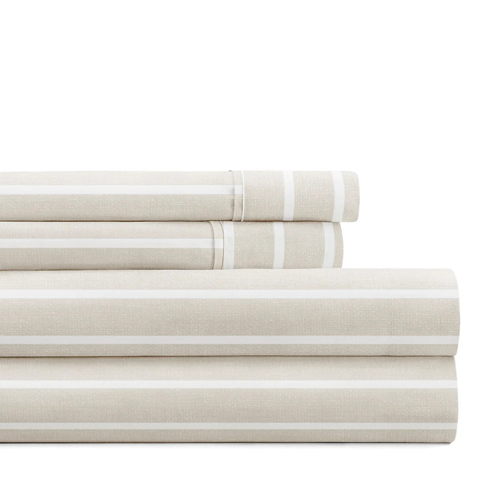 Distressed Awning Stripe 4-Piece Pattern Sheet Set | Linens and Hutch
