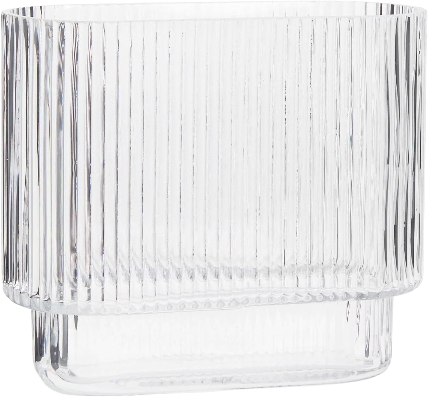Ribbed Vase, Fluted Glass Vase for Flowers, Clear Flower Vases for Tulips, Modern Vases for Livin... | Amazon (US)