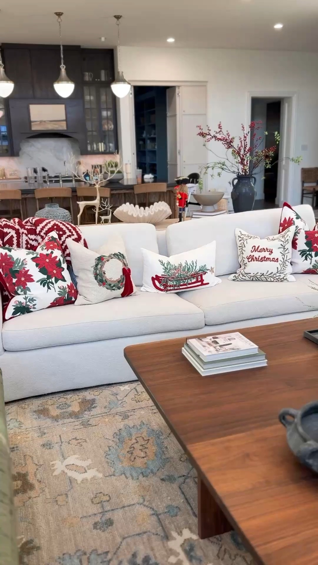 Holiday living room refresh 🌲
Linking all the exact Christmas pillows, berry stems, throw blanket, and the faux garland I used to decorate our home this season. These are the pieces that make the room feel warm, classic, and a little bit magical.

Items included:
– Pottery Barn embroidered Christmas pillows
– Poinsettia pillow • Wreath pillow • Rustic glam tree pillow
– Christmas sled lumbar pillow
– Modern Fair Isle throw blanket (red + white)
– Faux red berry stems for holiday arrangements
– Brass sculpted reindeer décor
– 76” faux garland (Wayfair) for mantel + staircase

I love mixing red accents, embroidered details, and natural greenery to create that cozy, traditional-Christmas look. Everything linked is the exact product I used so you can recreate the same holiday vibe in your living room, entryway, or bedroom.

🎁 Tap to shop all sources + see pricing
🎄 Perfect for: Christmas living room decor, holiday pillows, festive throw blankets, classic red holiday styling.