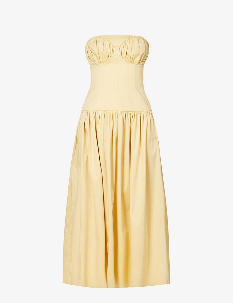 Lauryn ruched stretch-organic-cotton midi dress | Selfridges