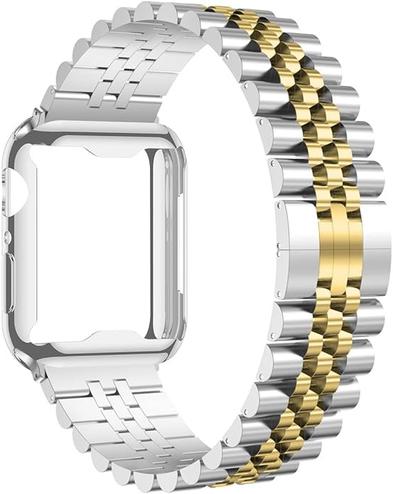 baozai Metal Band with Case Compatible with Apple Watch 38/40/41/42/44/45mm, Soft Screen Protecto... | Amazon (US)