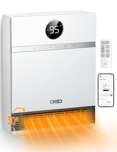 Dreo Smart Wall Heater, IP24 Easy-mounted PTC Space Heater for Indoor Use, 30° Oscillation, Adjustable Thermostat, Remote Control, Works with Alexa, 24H Timer, Electric Heater for Bedroom, Office | Amazon (US)