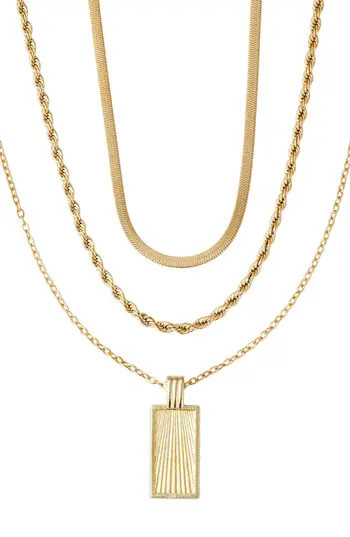 Adornia 18K Gold Plated Mixed Chain & Pendant Necklace Set at Nordstrom Rack | Nordstrom Rack