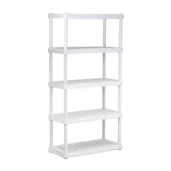 Project Source Plastic Heavy Duty 5-Tier Utility Shelving Unit (36-in W x 18-in D x 72-in H) Whit... | Lowe's