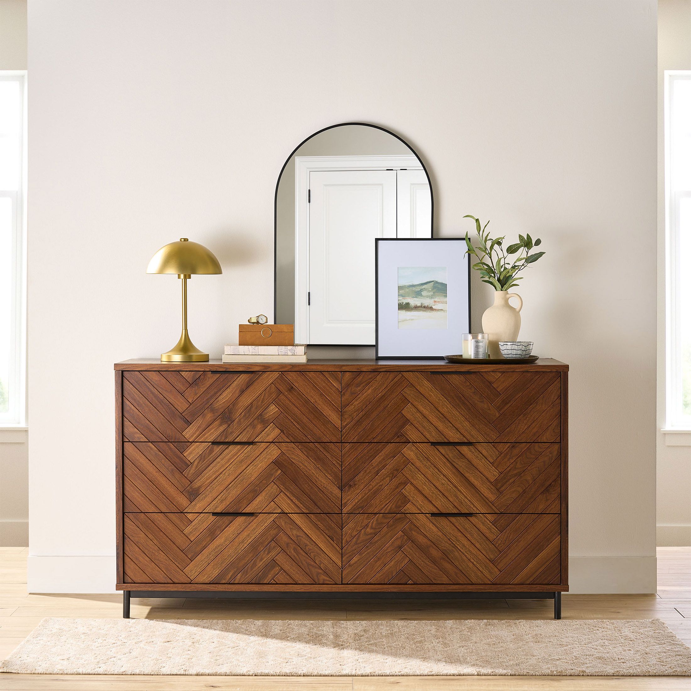 Better Homes & Gardens Wyatt Geo 6-drawer Dresser, Walnut Finish | Walmart (US)