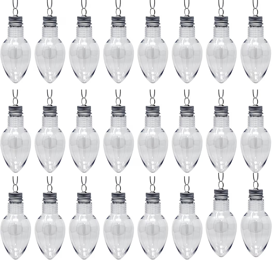 Creative Hobbies 4 Inch Fillable Christmas Ornaments, Light Bulb Ornaments Clear Plastic Fillable... | Amazon (US)