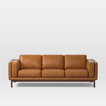 Dekalb 96"" Sofa, Weston Stetson Leather, Cognac, Acorn | West Elm (US)