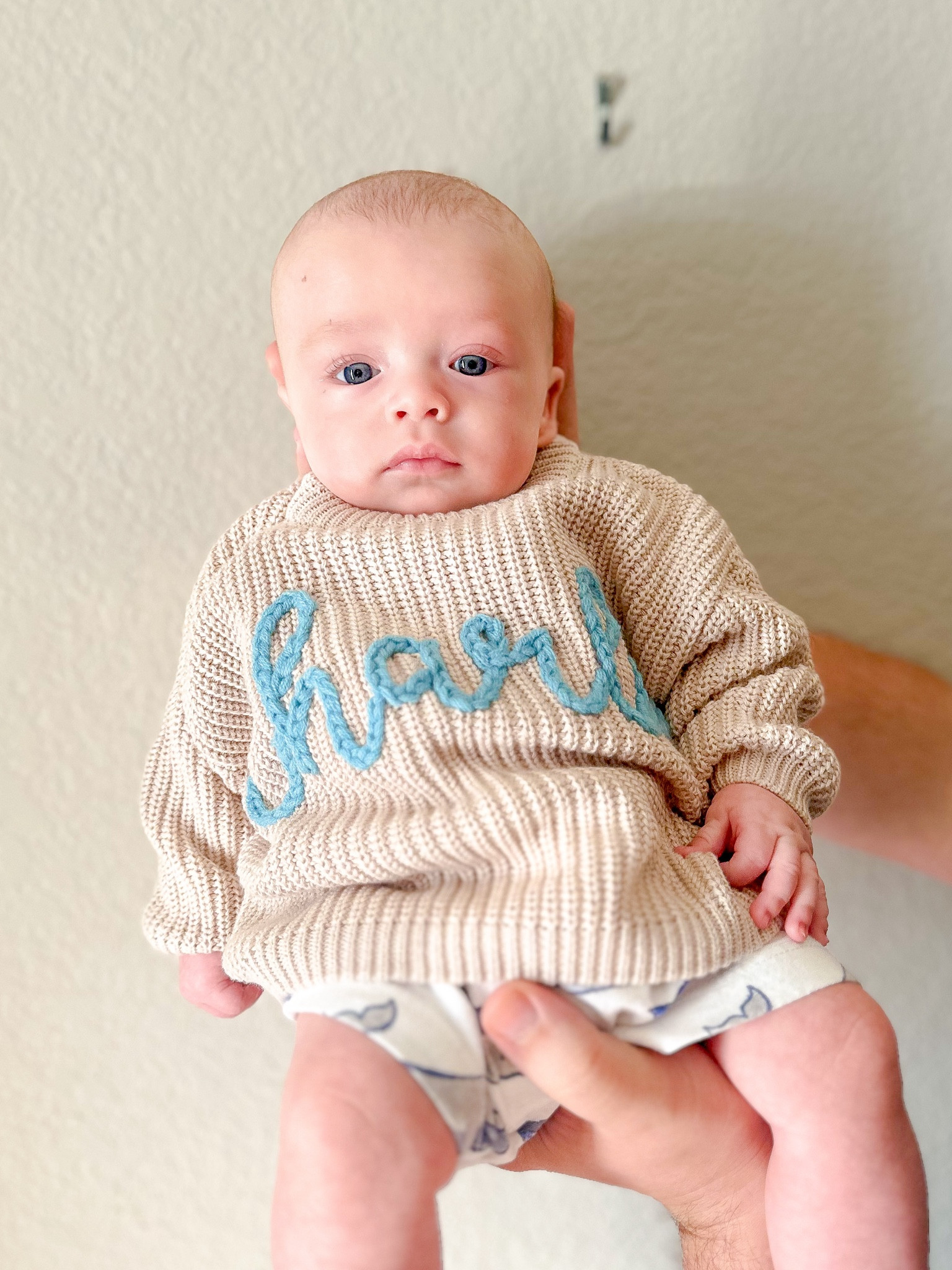 Three month milestone photo
Charlie’s embroidered name sweater is from Etsy 

#LTKBaby #LTKKids