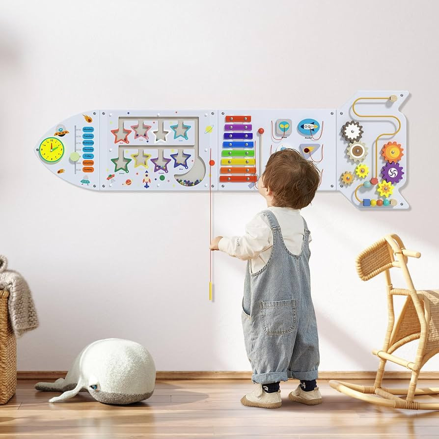 Rocket Activity Wall Busy Board Panels - Sensory Wall Panel for Kids, Montessori Toddler Wall Act... | Amazon (US)
