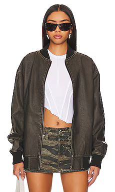 superdown Ariel Faux Leather Bomber in Black from Revolve.com | Revolve Clothing (Global)