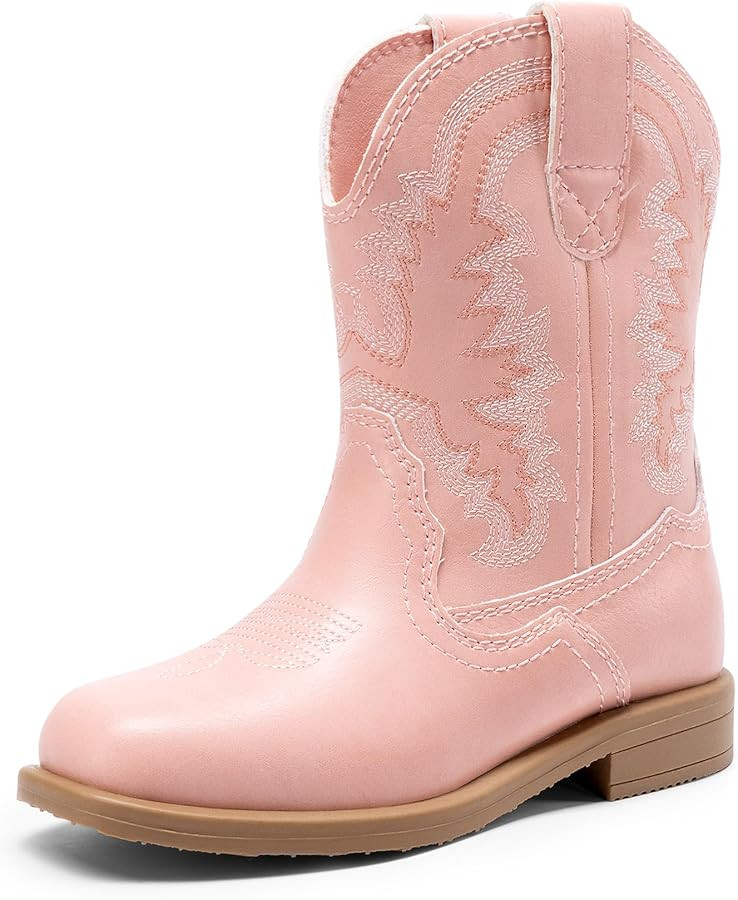 DREAM PAIRS Toddler Little Boys Girls Cowboy Boots Kids Western Square Toe Riding Mid Calf Boots | Amazon (US)