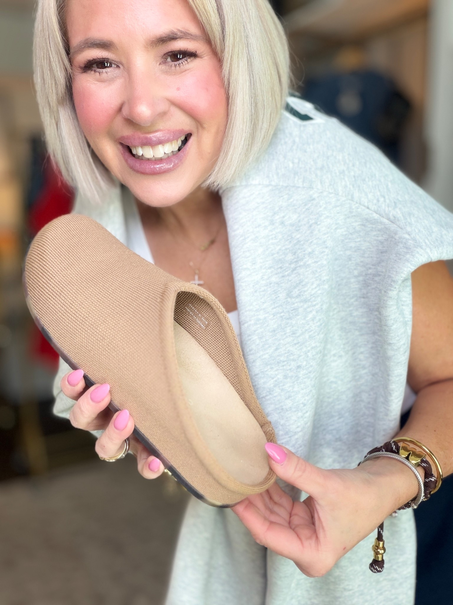 I brought these are the most comfortable shoes. I wear them for Pilates. I wear them when I’m shopping at the mall. I wear them around the house. They’re absolutely fantastic. 
They do run a little generous so I would not recommend sizing up. ￼￼

#LTKvlog #LTKOver40 #LTKTravel