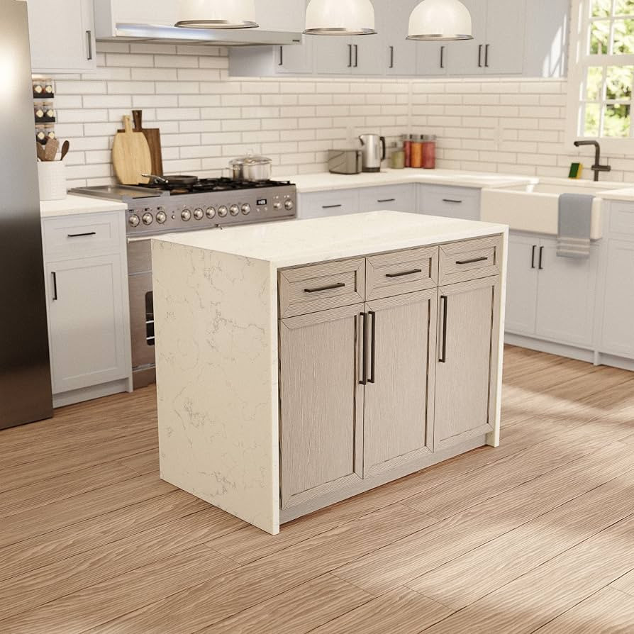 Palisade 48-inch Kitchen Island (Engineered Marble/Gray Oak): Includes Gray Oak Kitchen Island Ca... | Amazon (US)