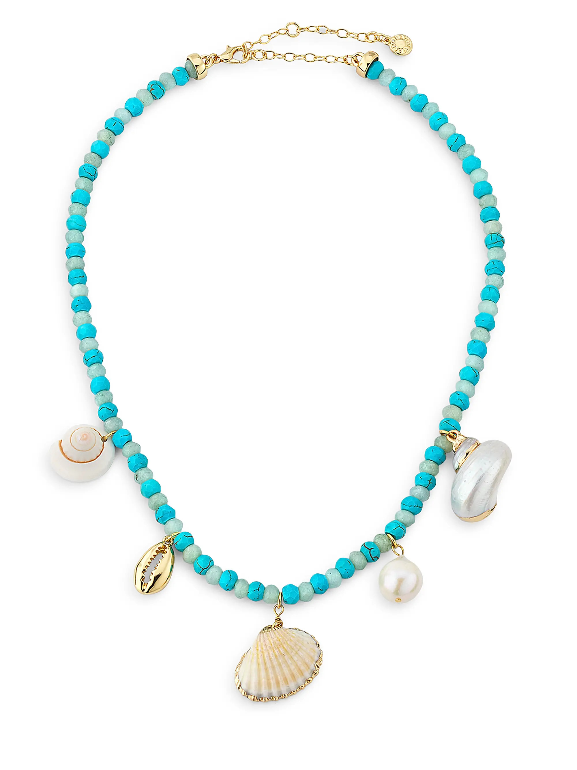 Beck Goldtone, Turquoise & Freshwater Pearl Charm Necklace | Saks Fifth Avenue