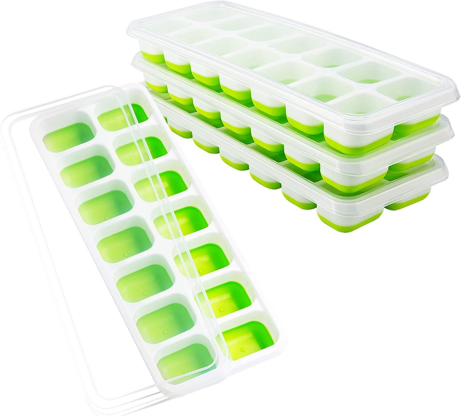 OMorc Ice Cube Trays 4 Pack, Easy-Release Silicone and Flexible 14-Ice Trays with Spill-Resistant... | Amazon (US)