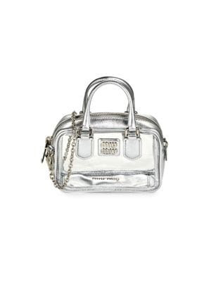 Miu Miu Mini Plexi Metallic &amp; Clear Top Handle Bag on SALE | Saks OFF 5TH | Saks Fifth Avenue OFF 5TH