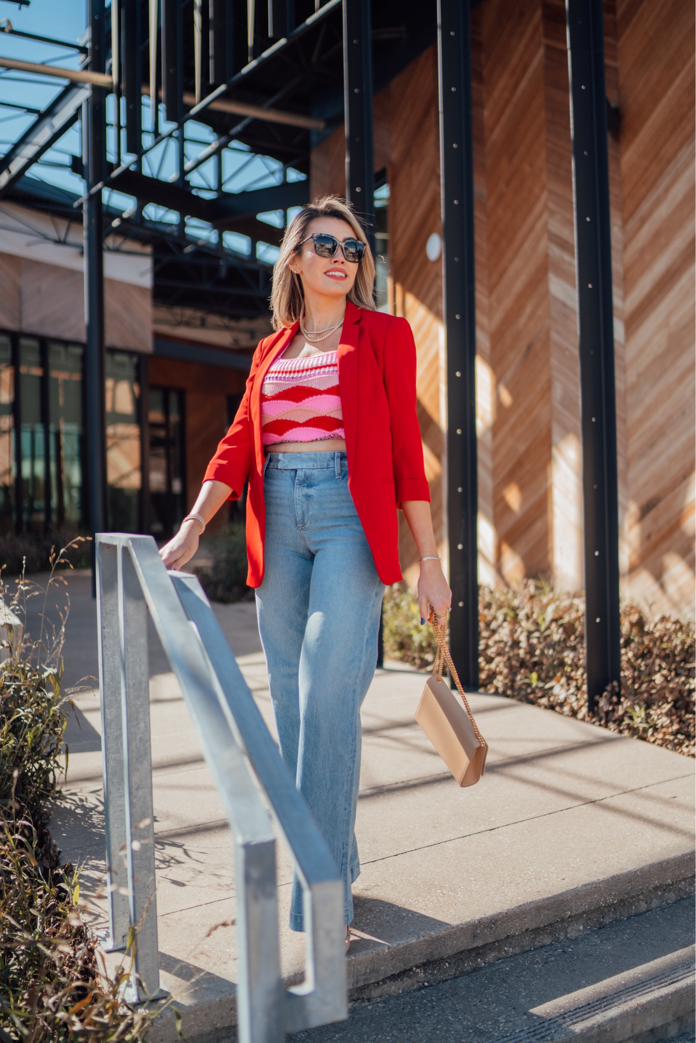 Chic Valentine’s Day outfit idea. Perfect for the office. I tucked the top under my bra but it’s long enough to cover your tummy. Wearing small in top and jacket. Jeans I am wearing a 2L. My jewelry is 10% off with code Janie 

#LTKworkwear #LTKfindsunder50
