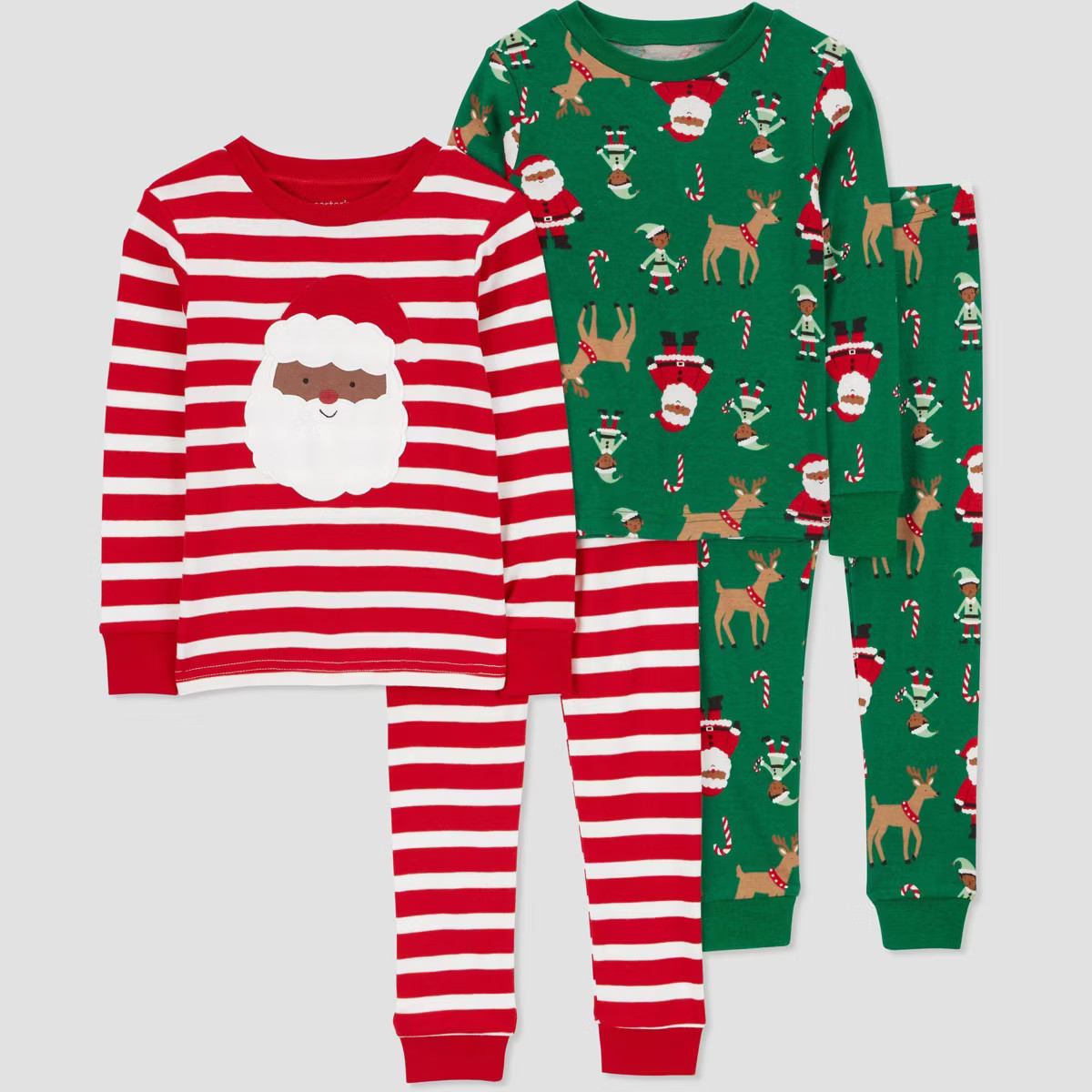 Carter's Just One You®️ Toddler Boys' 4pc Cotton Long Sleeve Christmas Santa Pajama Set - Gree... | Target