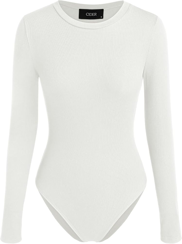 CIDER Women Long Sleeve Crew Neck Slim Fit Bodysuits Going Out Tops 2025 Casual Outfits | Amazon (US)