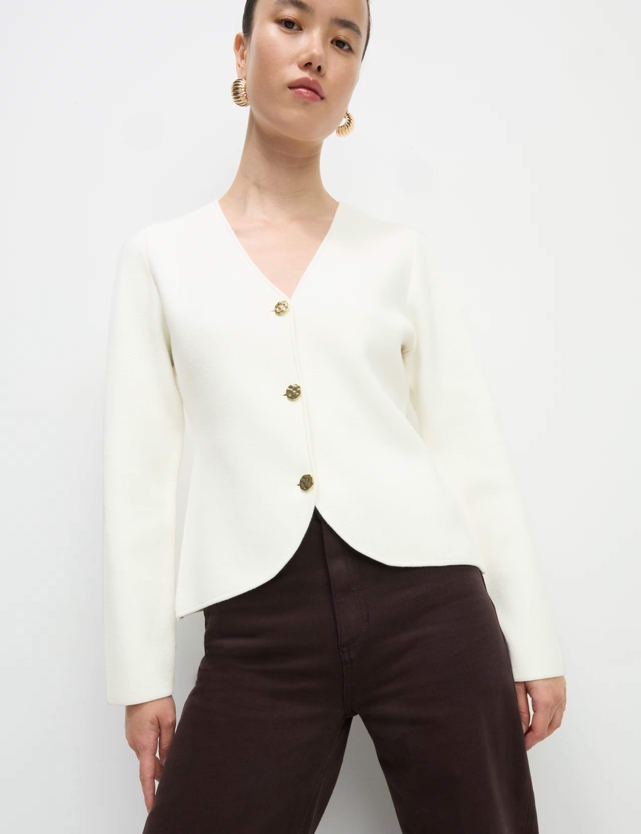 Soft Touch V-Neck Waisted Knitted Jacket | Marks & Spencer (UK)