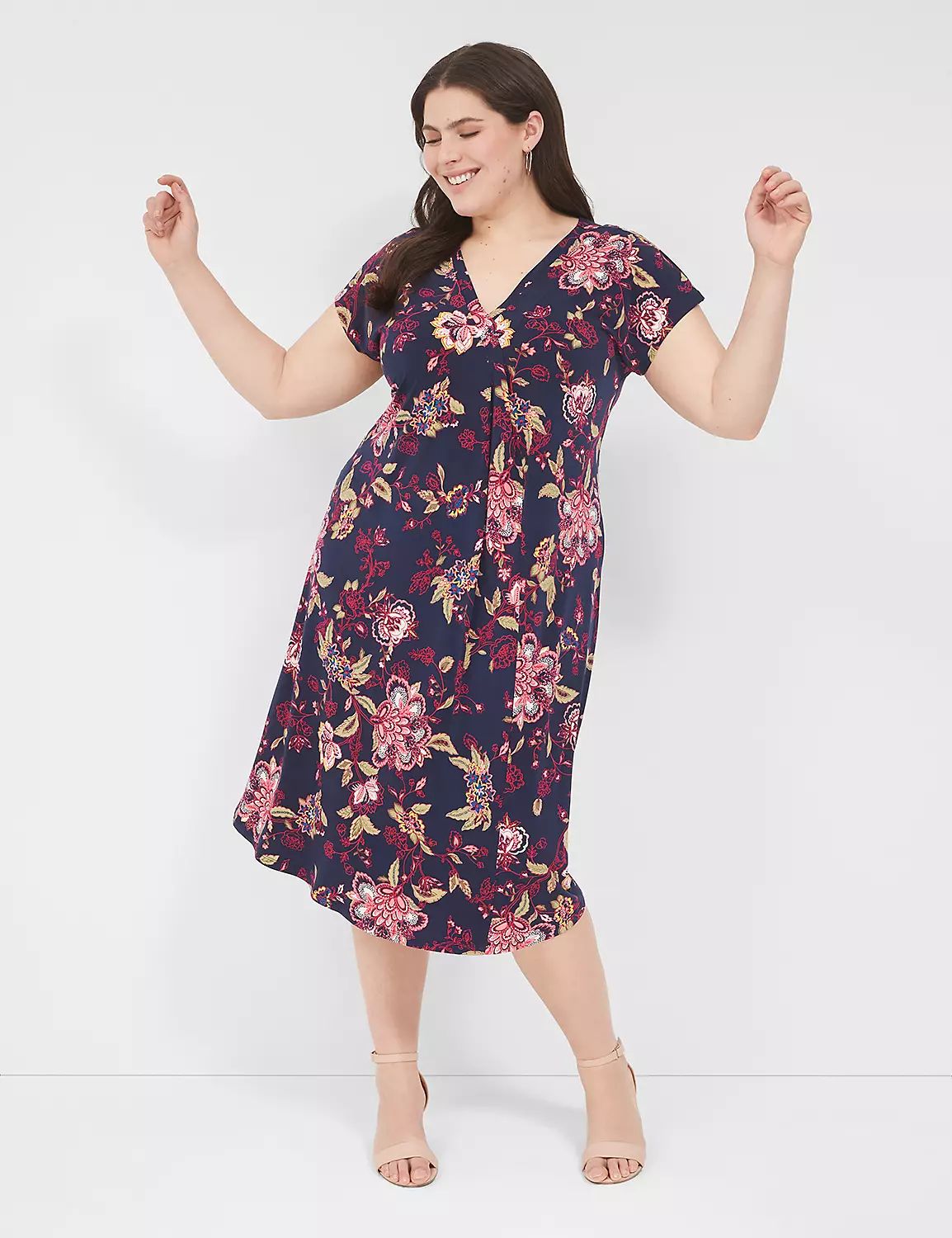 V-Neck Pleat-Front Jersey Dress | LaneBryant | Lane Bryant (US)