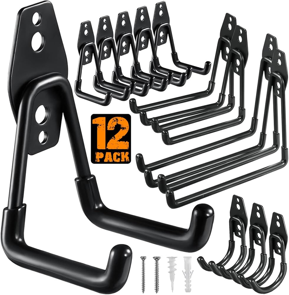 HUPBIPY 12 Pack Garage Hooks Heavy Duty,Utility Steel Garage Storage Hooks,Wall Mount Garage Hang... | Amazon (US)