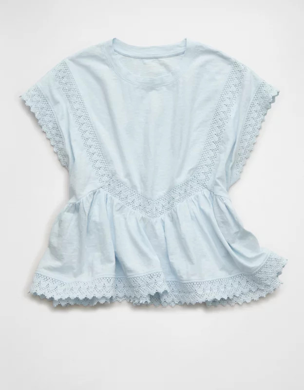 AE Sunchaser Lace Trim T-Shirt | American Eagle Outfitters (US & CA)