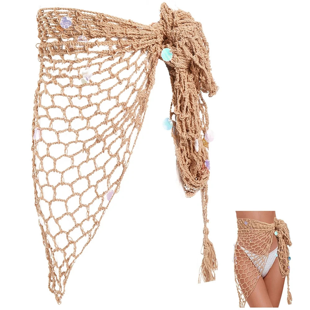 Hollow Out Crochet Cover Up Skirt 2025 Boho Triangle Mesh Beach Sarong Warp Shawl Knit Swimsuit B... | Walmart (US)
