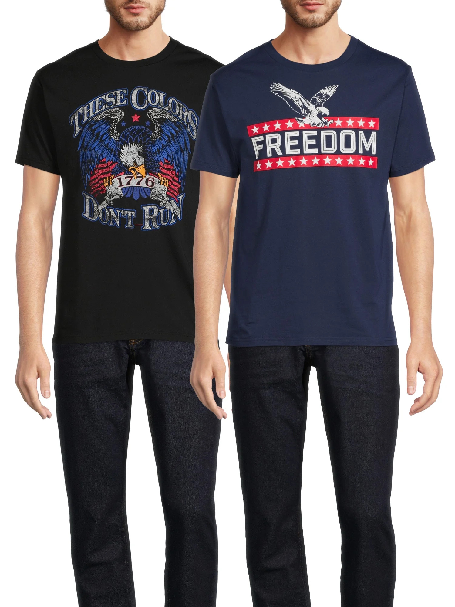 Fourth of July Men's & Big Men's Freedom Eagle and These Colors Don't Run Graphic T-Shirts, 2-Pac... | Walmart (US)