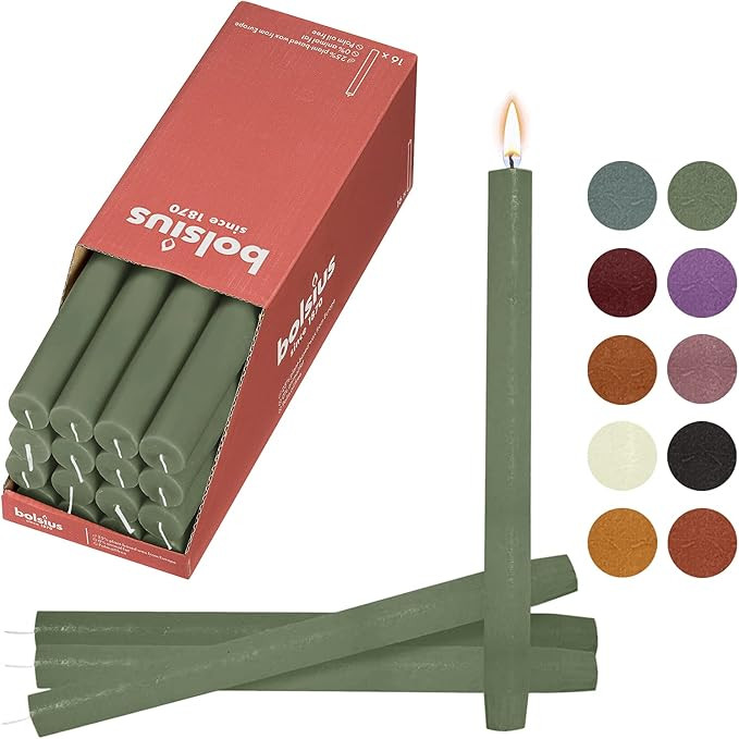 BOLSIUS 16 Fresh Olive Rustic Household Candles - 10.5 Inch - Premium European Quality - 13 Burn ... | Amazon (US)