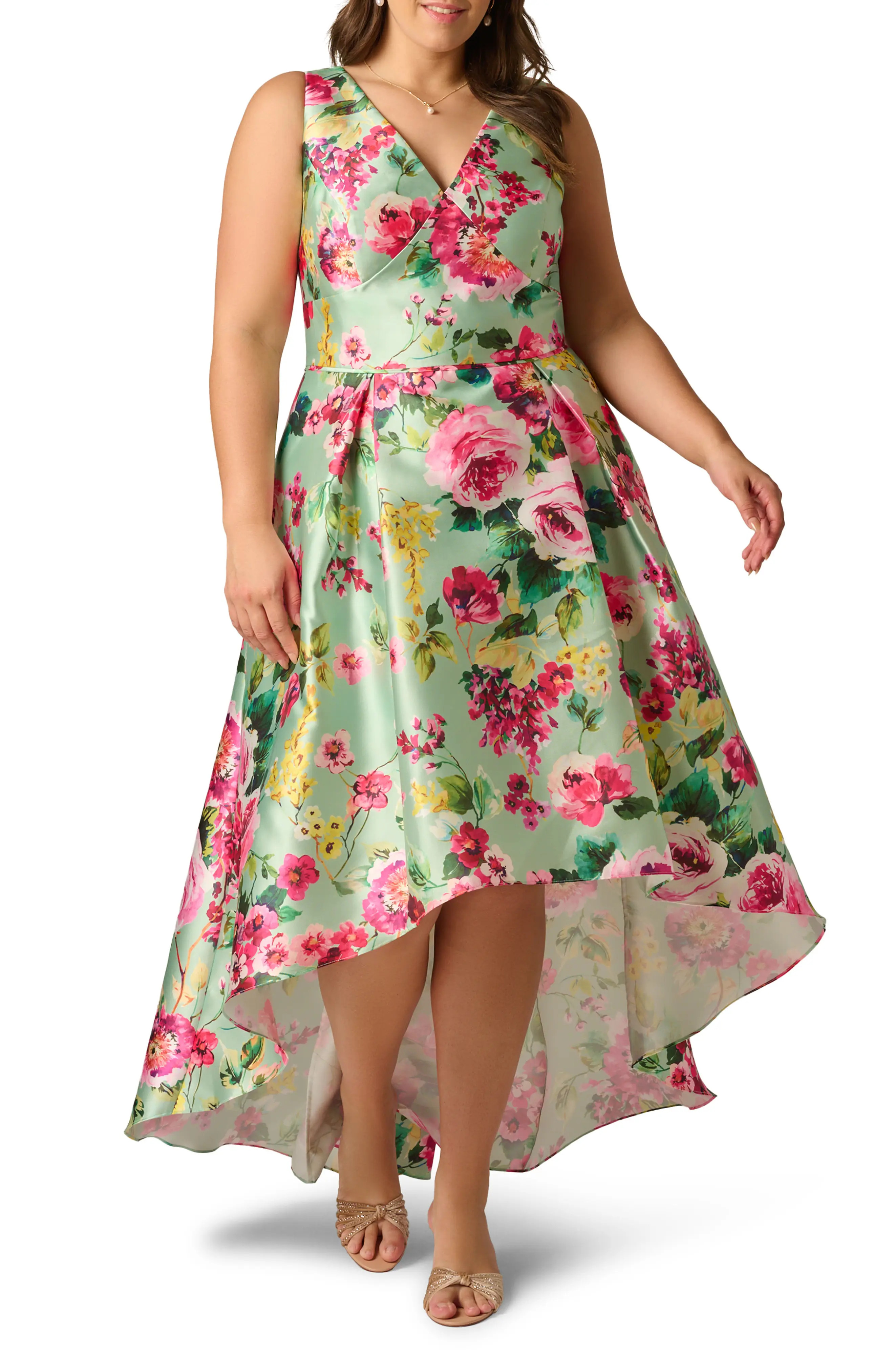Adrianna Papell High-Low Fit & Flare Midi Cocktail Dress (Women) | Nordstrom | Nordstrom