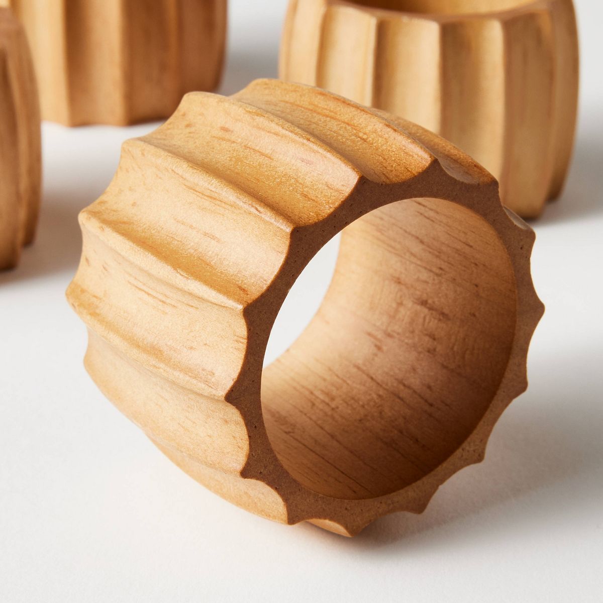 4pc Wood Napkin Rings Brown - Threshold™ designed with Studio McGee | Target