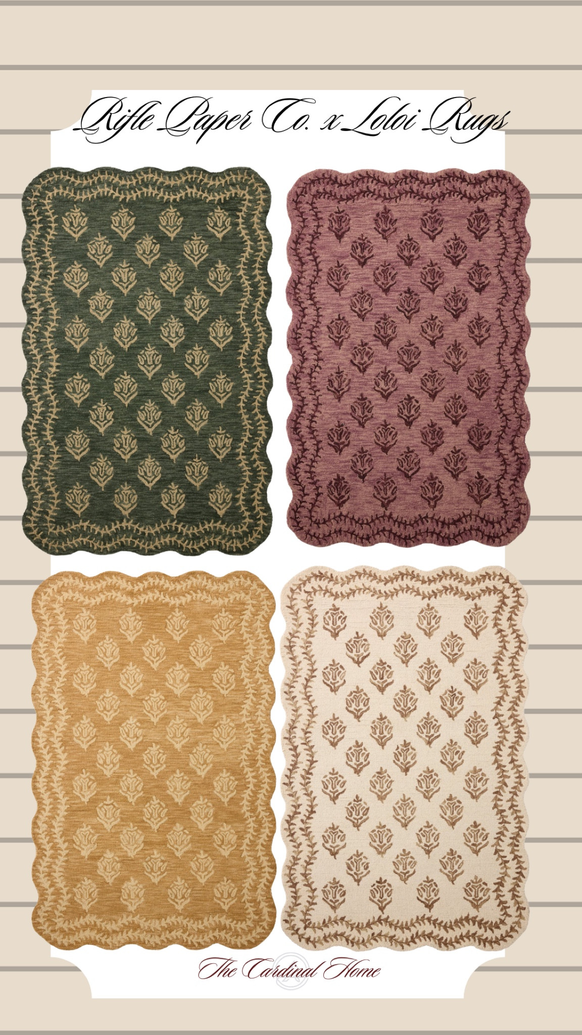 New Loloi Rug collection with Rifle Paper Co. , scalloped rug, beautiful details, bedroom, living room, entryway, home decor, 

#LTKHome