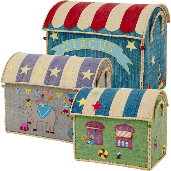Raffia Themed Storage Baskets Set, Circus (Set Of 3) | Maisonette