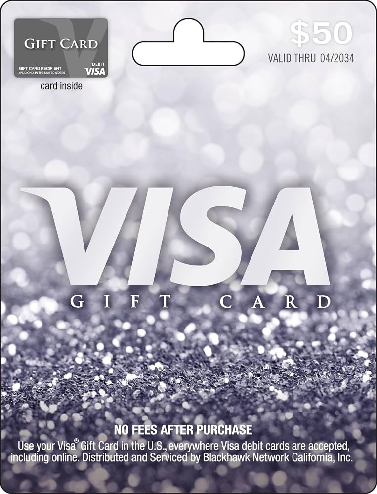 Visa Physical Gift Card $50 (plus $4.95 Purchase Fee) | Amazon (US)