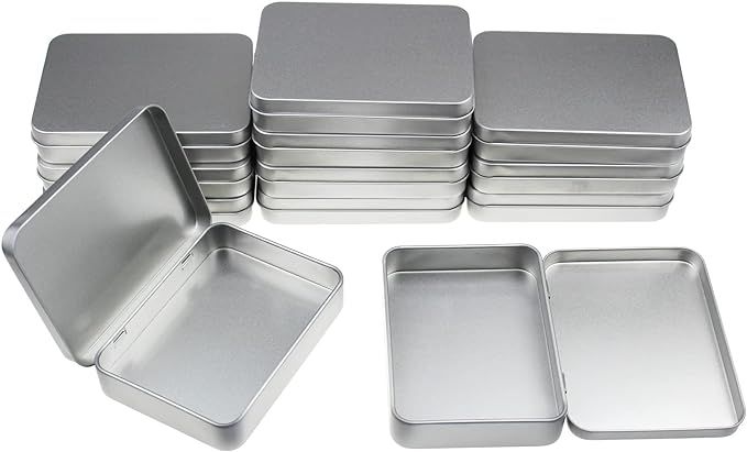 12 Pieces Rectangular Metal Empty Hinged Tins Containers Basic Necessities Home Storage Organizer... | Amazon (US)