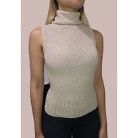 Beige Woman's Turtleneck Top Sleeveless Size Small 100% Cotton | Etsy (US)