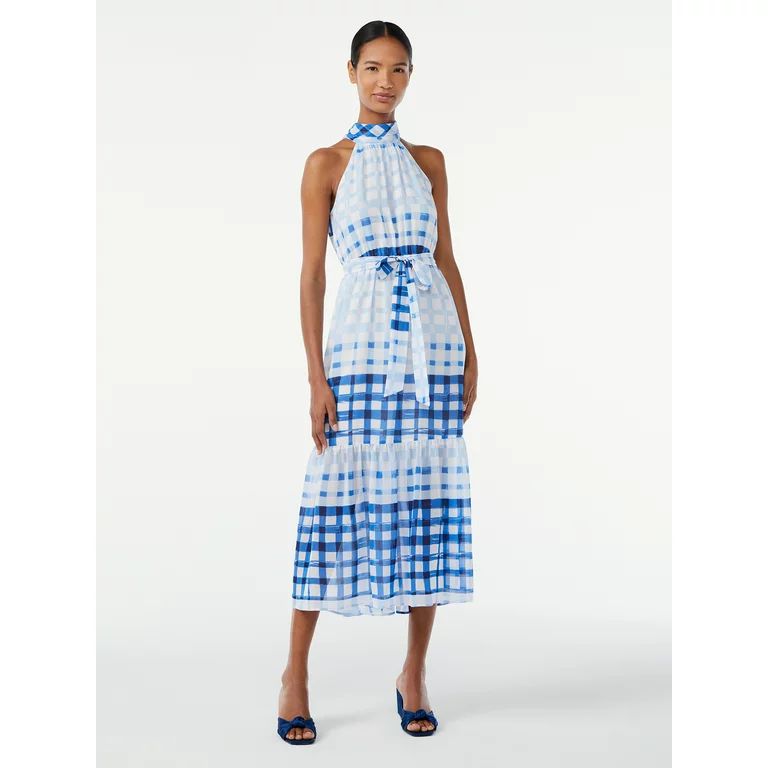 Scoop Women's Halter Top Midi Dress - Walmart.com | Walmart (US)