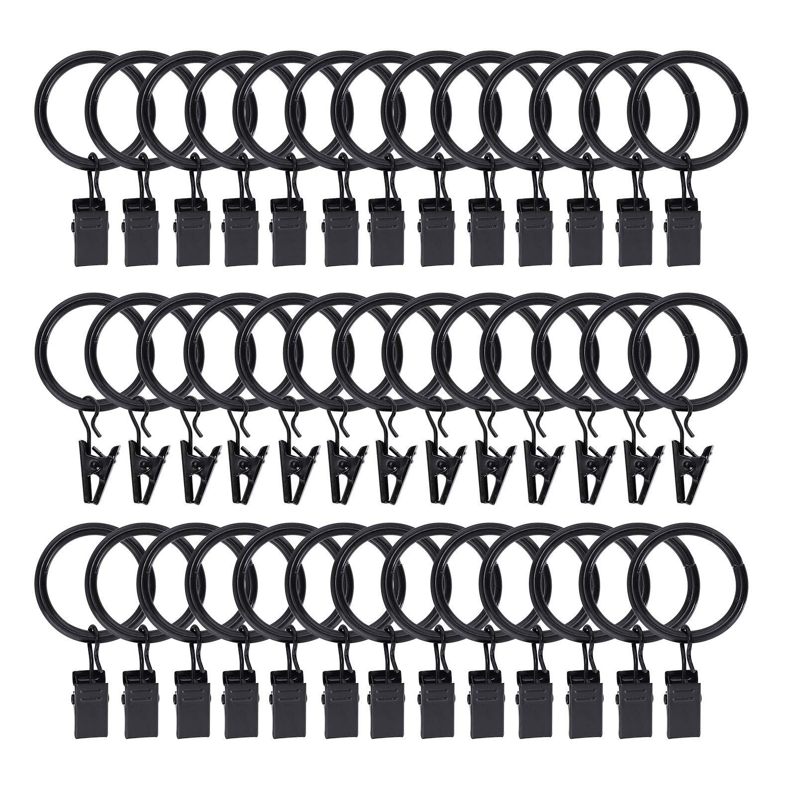 72 Pack Curtain Rings with Clips Hooks 1 inch Rustproof Matte Metal Stainless Steel Drapery Rings... | Amazon (US)