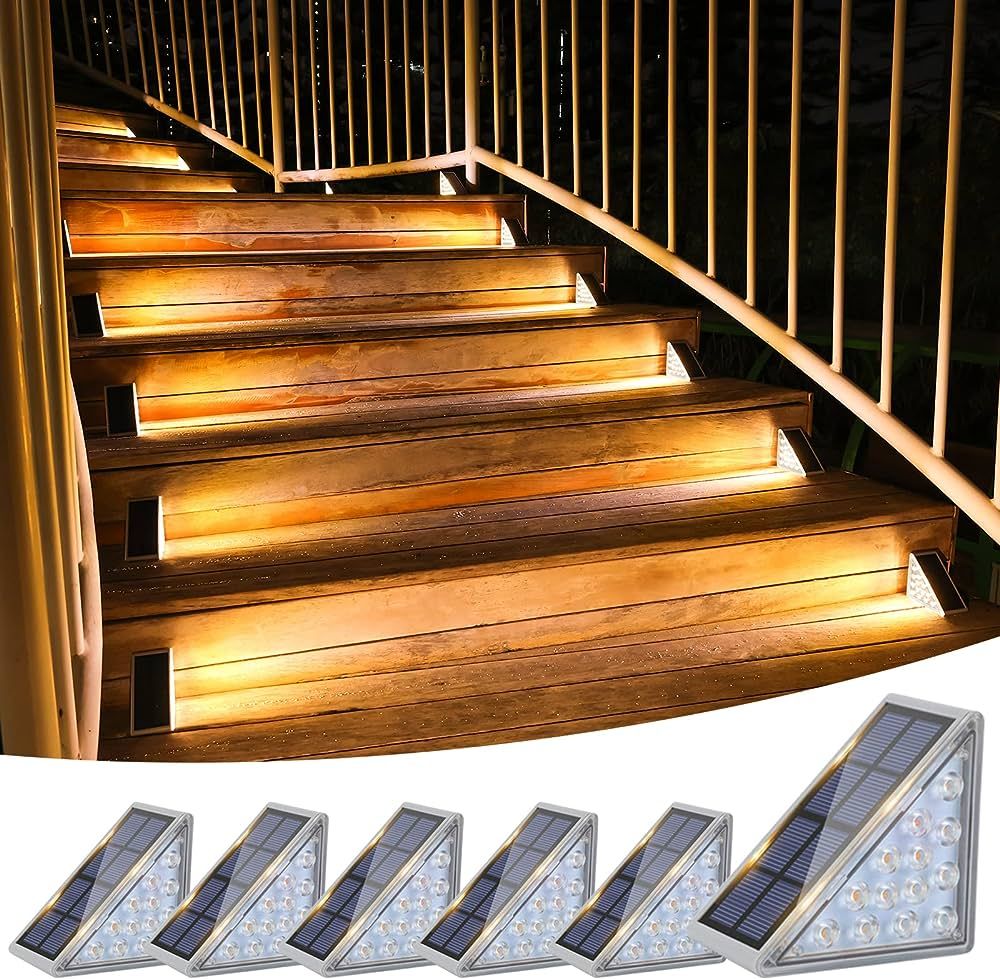 VOLISUN Solar Stair Lights 6 Pack, Solar Step Lights Outdoor Waterproof IP67, LED Outdoor Step Li... | Amazon (US)