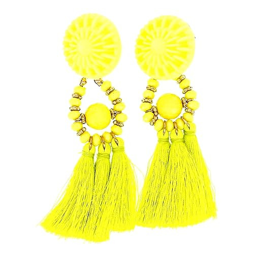 Comelyjewel Fashion Jewelry Girls Long Acrylic Beads Tassel Charm Big Women Studs Earrings | Amazon (US)